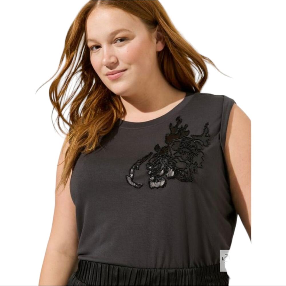 Torrid Rose Flames Classic Fit‎ Super Soft Crew Neck Muscle Tank Top Shirt 4X 4